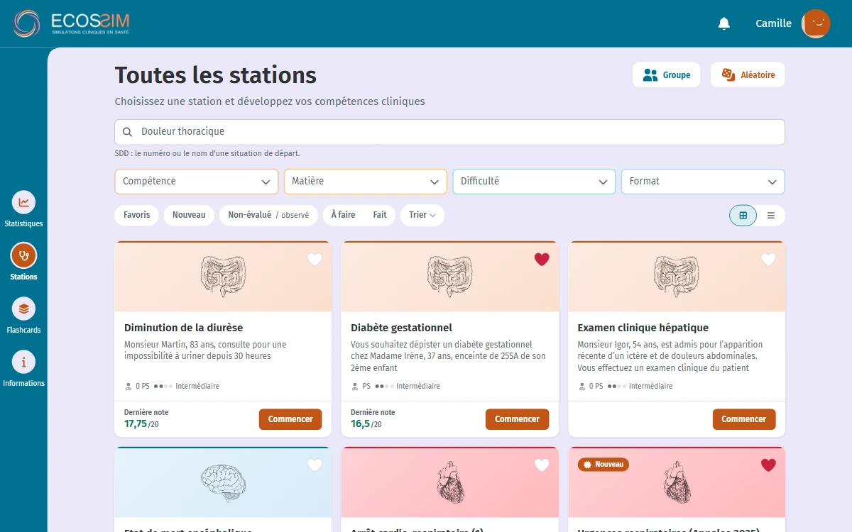 Le catalogue des stations ECOSSIM sur ordinateur